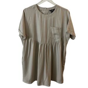 J.NNA Beige Tan Babydoll Style Tunic Mini Dress Top size small NWT